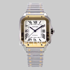 Replica Cartier Santos de Cartier 35mm White Dial in Steel/Yellow Gold