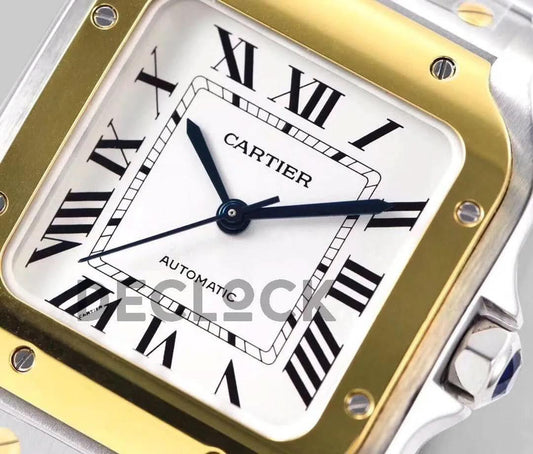 Replica Cartier Santos de Cartier 35mm White Dial in Steel/Yellow Gold |  Declock.