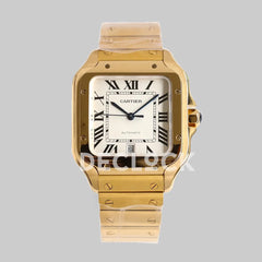 Replica Cartier Santos de Cartier 35mm White Dial in Yellow Gold