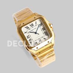 Replica Cartier Santos de Cartier 35mm White Dial in Yellow Gold