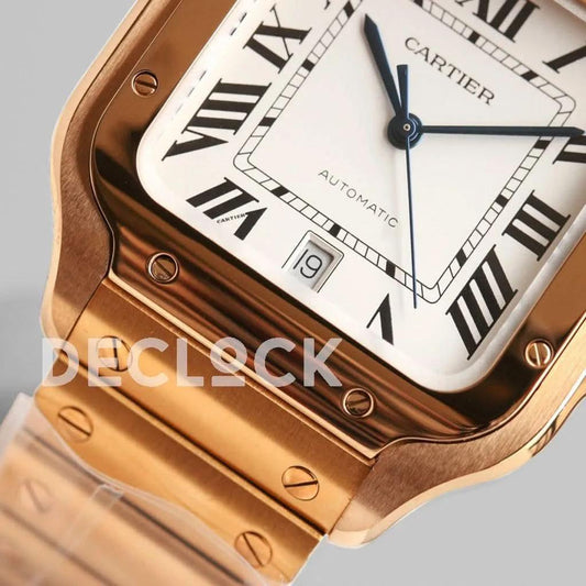 Replica Cartier Santos de Cartier 40mm White Dial in Rose Gold |  Declock.
