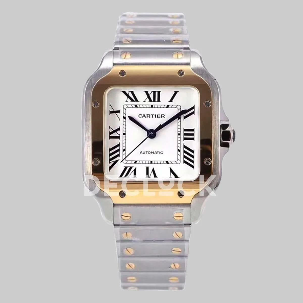 Replica Cartier Santos de Cartier 40mm White Dial in Steel/Rose Gold |  Declock.