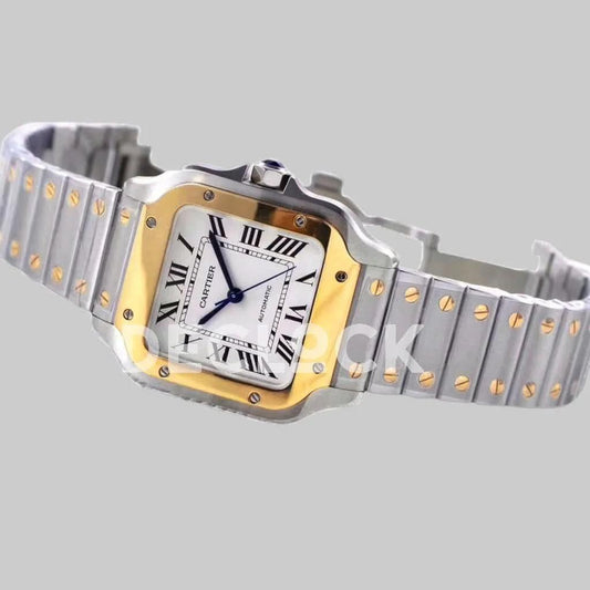 Replica Cartier Santos de Cartier 40mm White Dial in Steel/Rose Gold | Declock.