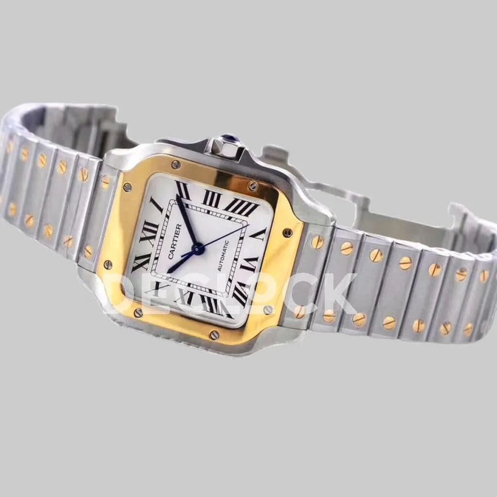 Replica Cartier Santos de Cartier 40mm White Dial in Steel/Rose Gold |  Declock.