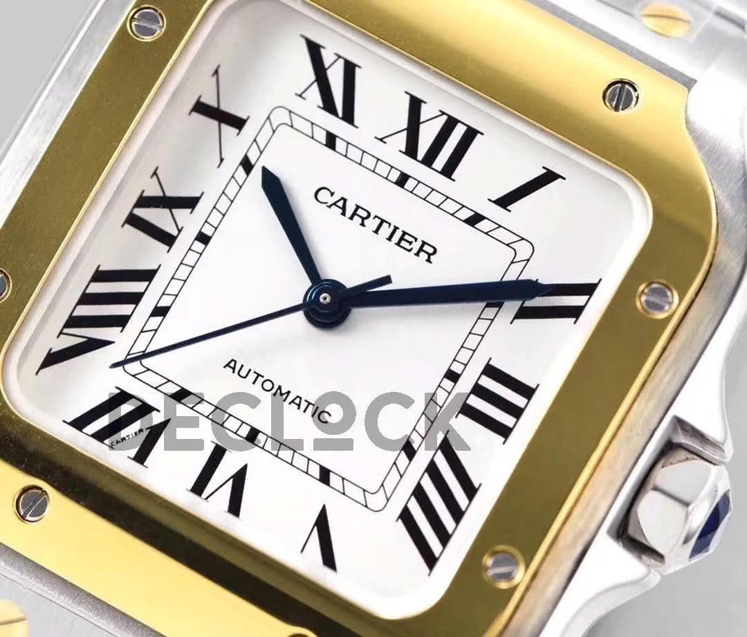 Replica Cartier Santos de Cartier 40mm White Dial in Steel/Yellow Gold |  Declock.