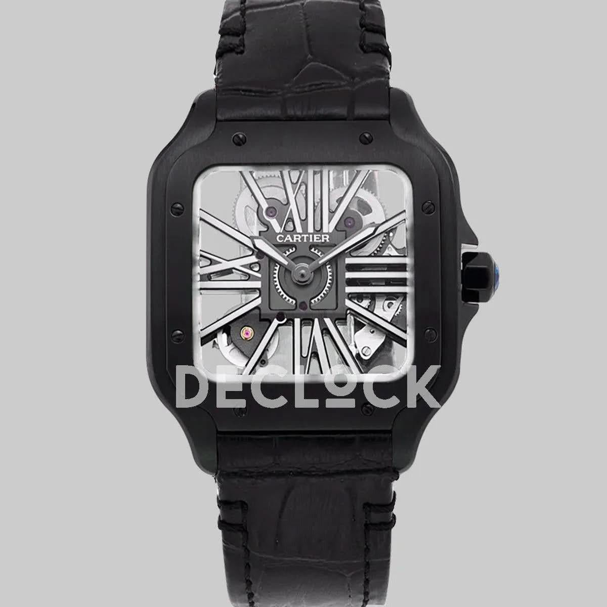 Replica Cartier Santos De Cartier Watch Skeleton Dial in PVD |  Declock.