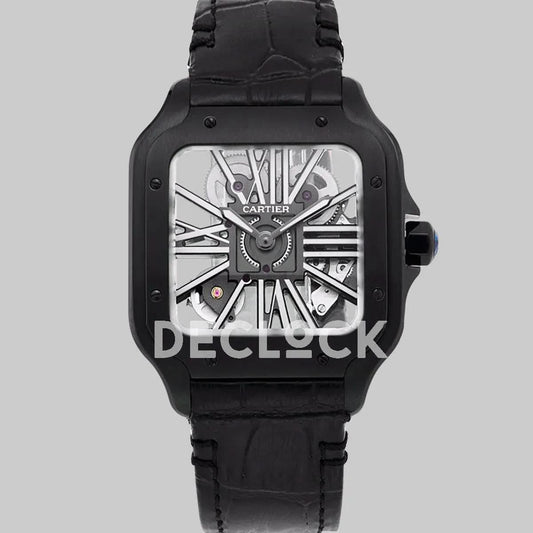Replica Cartier Santos De Cartier Watch Skeleton Dial in PVD |  Declock.