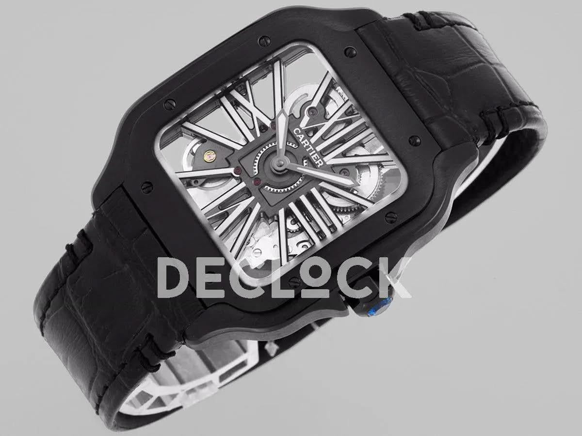Replica Cartier Santos De Cartier Watch Skeleton Dial in PVD |  Declock.