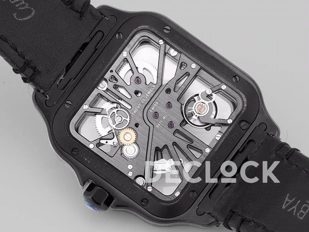 Replica Cartier Santos De Cartier Watch Skeleton Dial in PVD |  Declock.