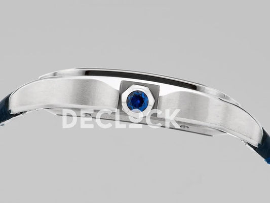 Replica Cartier Santos De Cartier Watch Skeleton Dial in Steel on Leather Strap |  Declock.