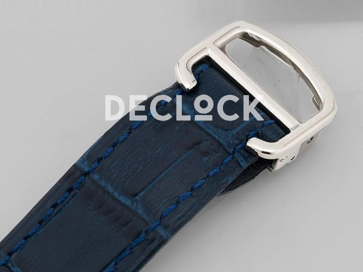 Replica Cartier Santos De Cartier Watch Skeleton Dial in Steel on Leather Strap |  Declock.