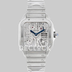 Replica Cartier Santos De Cartier Watch Skeleton Dial in Steel