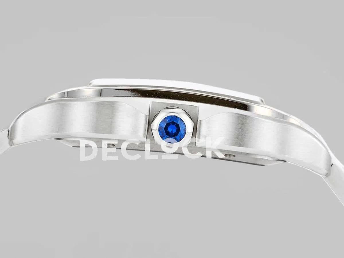 Replica Cartier Santos De Cartier Watch Skeleton Dial in Steel |  Declock.