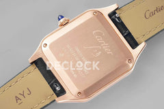 Replica Cartier Santos-Dumont White Dial in Rose Gold on Black Leather Strap