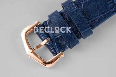 Replica Cartier Santos-Dumont White Dial in Rose Gold on Blue Leather Strap