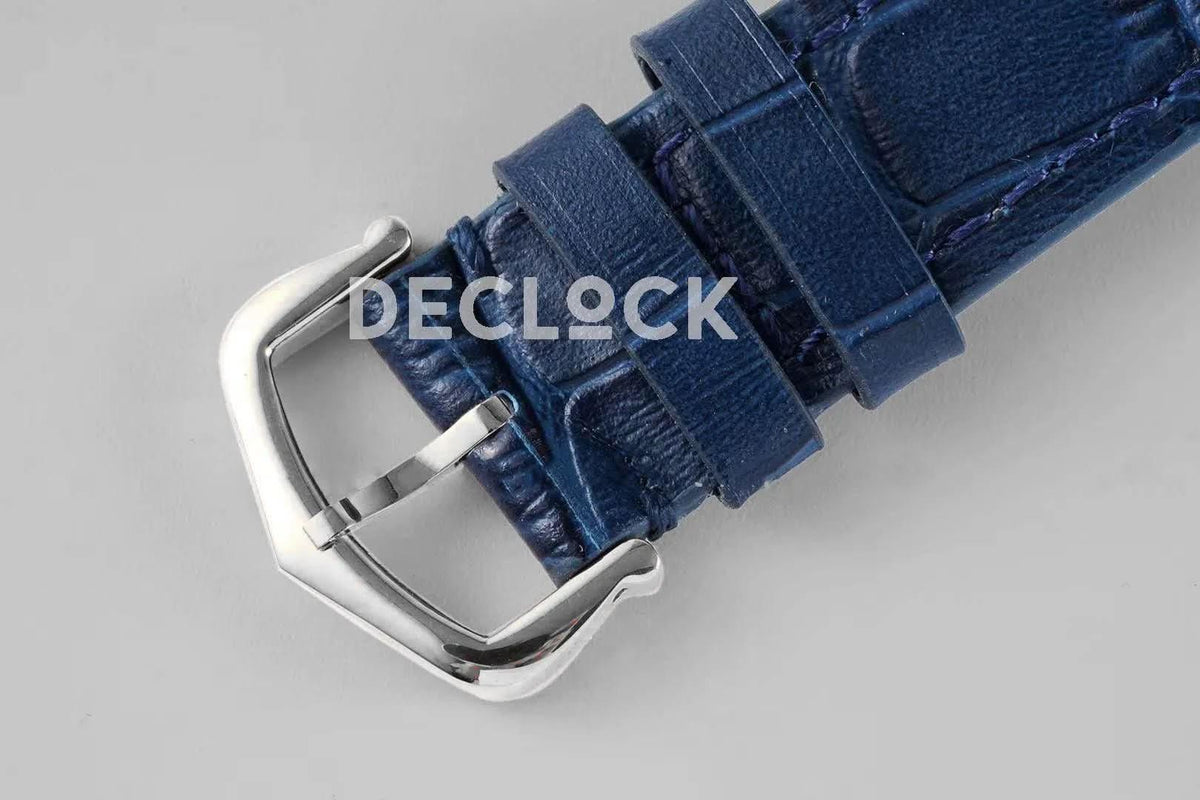 Replica Cartier Santos-Dumont White Dial in Steel on Blue Leather Strap |  Declock.