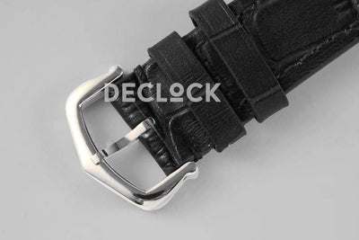 Replica Cartier Santos-Dumont XL White Dial in White Gold on Black Leather Strap