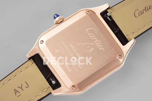 Replica Cartier Santos-Dumont XL White Dial in Rose Gold on Brown Leather Strap | Declock.