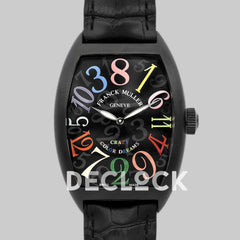 Replica Franck Muller Crazy Hours Black Dial with Colourful Markers in PVD