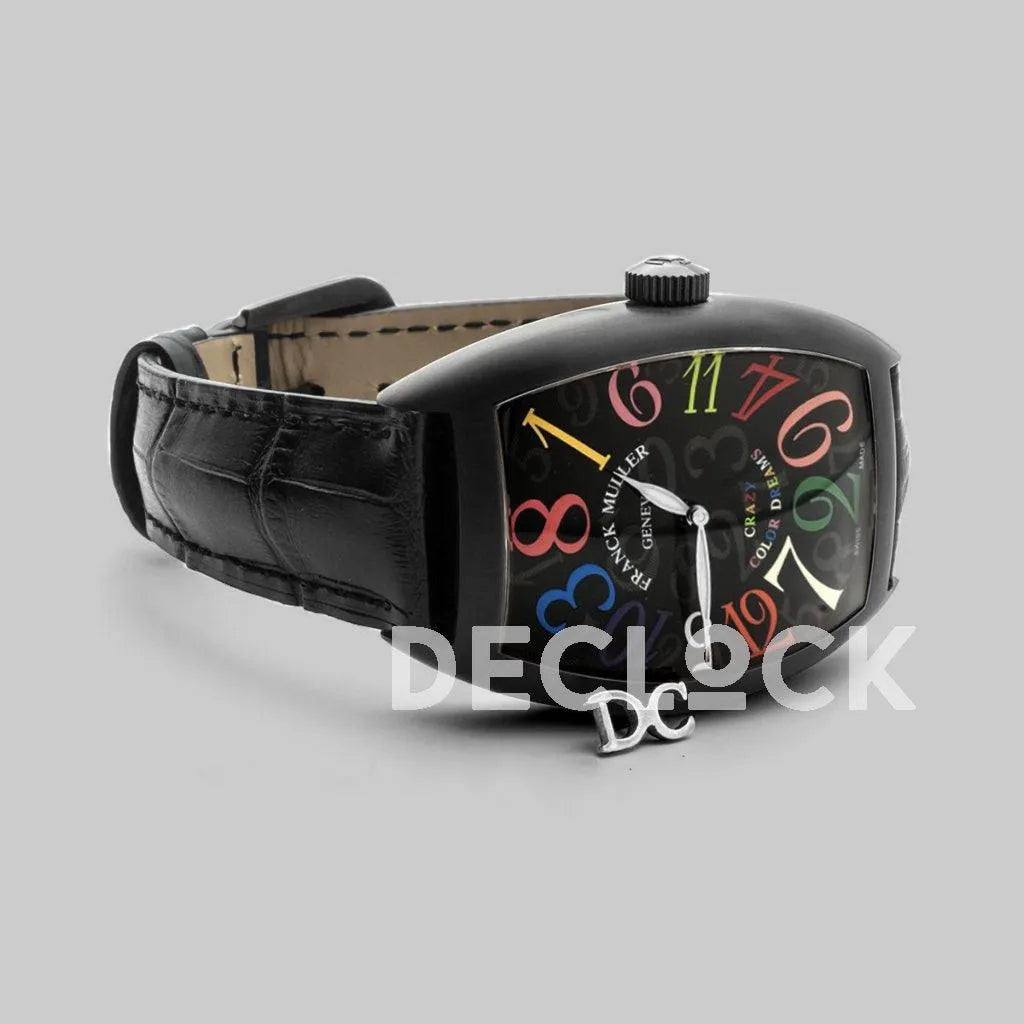 Replica Franck Muller Crazy Hours Black Dial with Colourful Markers in PVD - Replica Watches