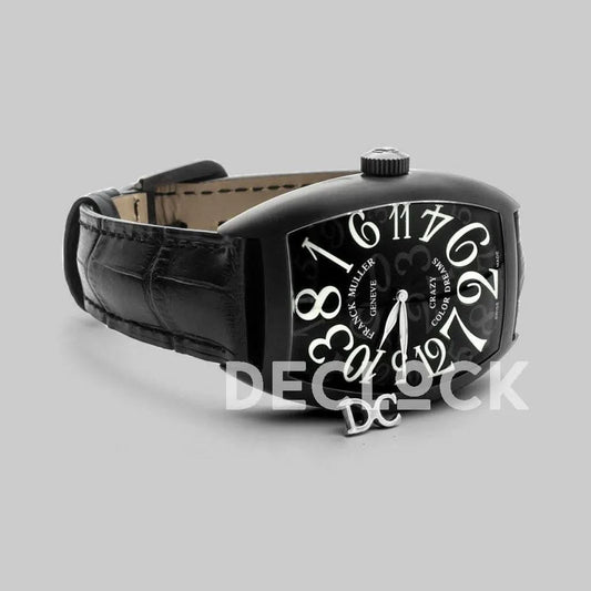 Replica Franck Muller Crazy Hours Black Dial with White Markers in PVD | Declock.