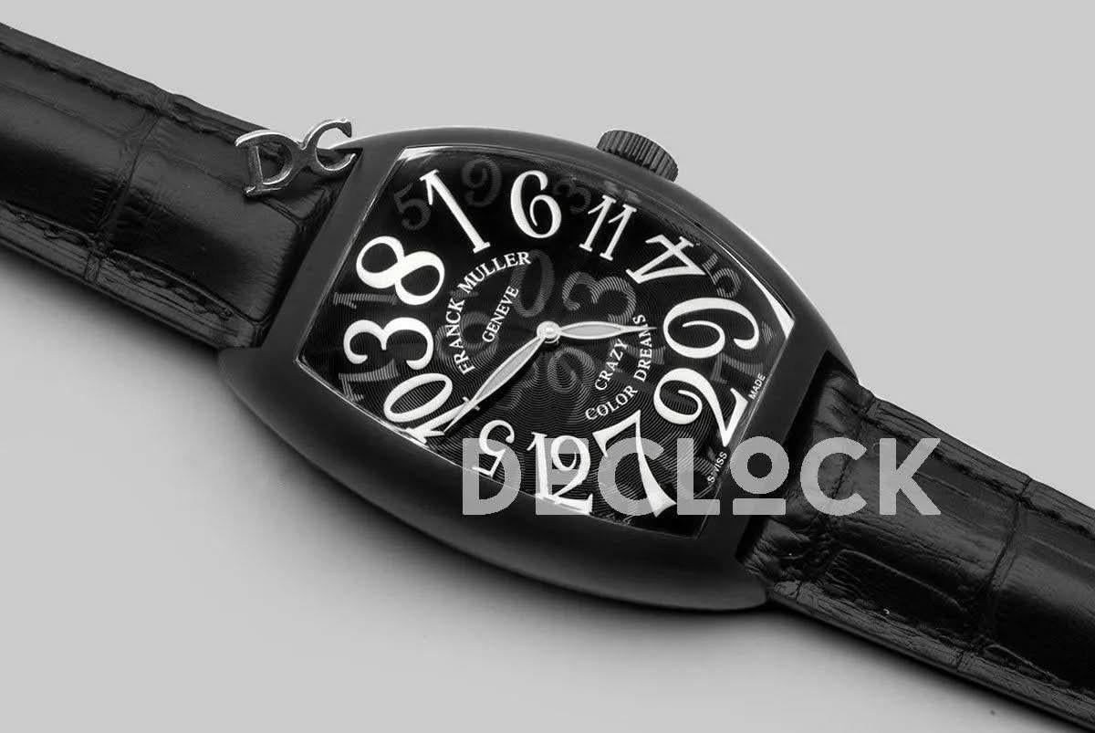 Replica Franck Muller Crazy Hours Black Dial with White Markers in PVD |  Declock.