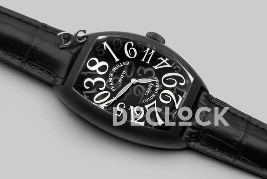 Replica Franck Muller Crazy Hours Black Dial with White Markers in PVD | Declock.