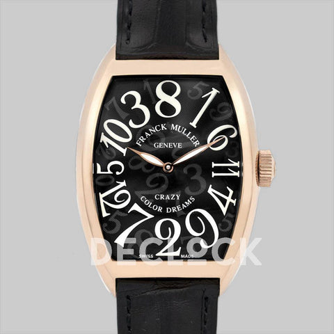 Replica Franck Muller Crazy Hours Black Dial with White Markers in Rose Gold - Replica Watches