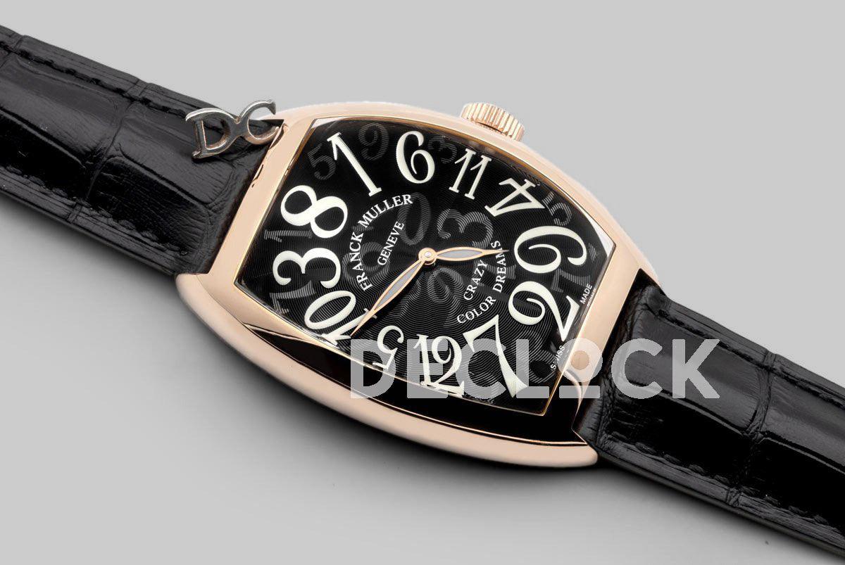 Replica Franck Muller Crazy Hours Black Dial with White Markers in Rose Gold - Replica Watches