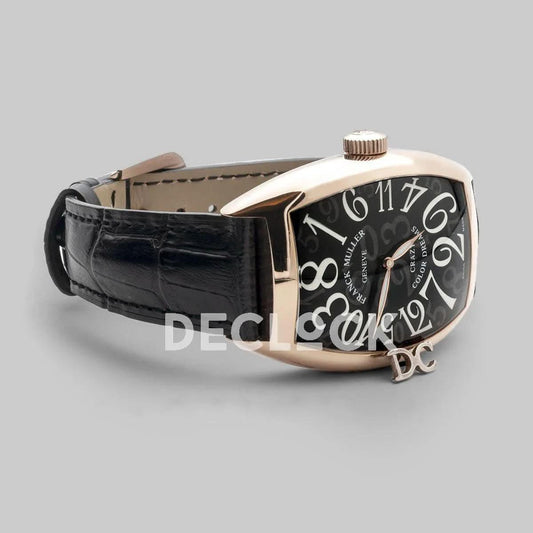 Replica Franck Muller Crazy Hours Black Dial with White Markers in Rose Gold | Declock.