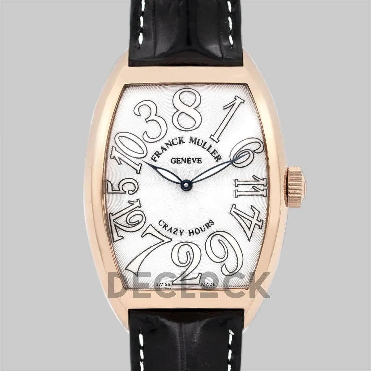 Replica Franck Muller Crazy Hours White Dial with White Markers in Rose Gold |  Declock.
