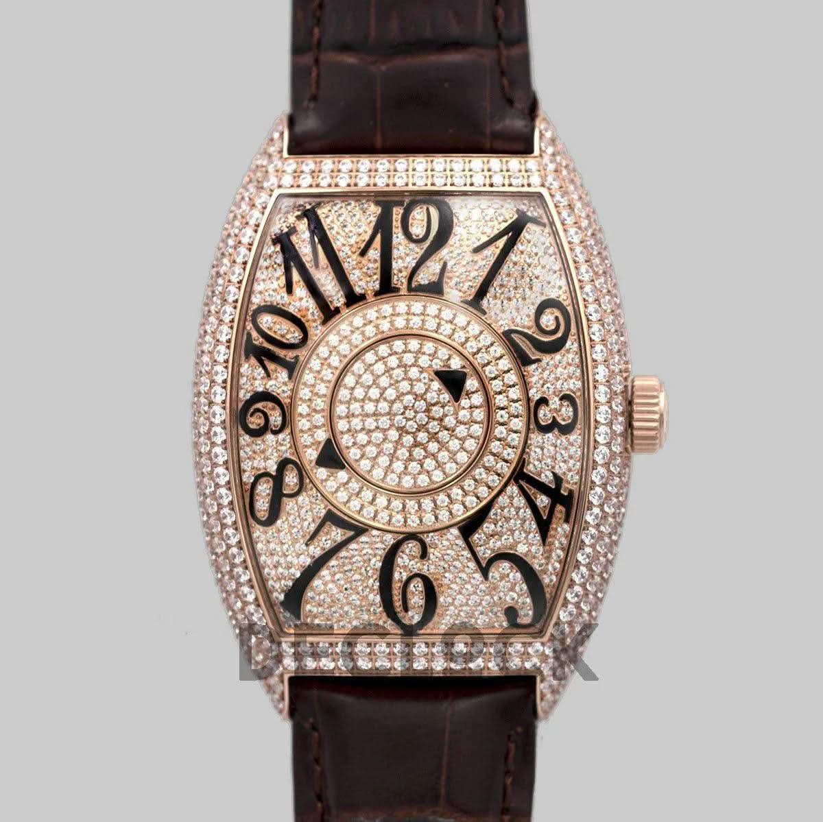 Replica Franck Muller Double Mystery Curvex in Diamond Dial on Rose Gold |  Declock.