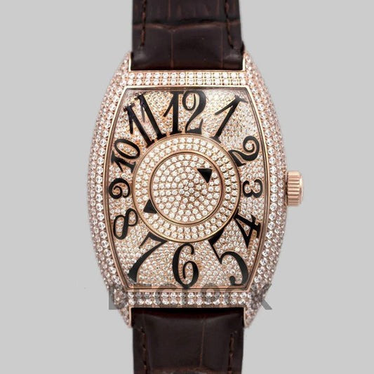 Replica Franck Muller Double Mystery Curvex in Diamond Dial on Rose Gold | Declock.