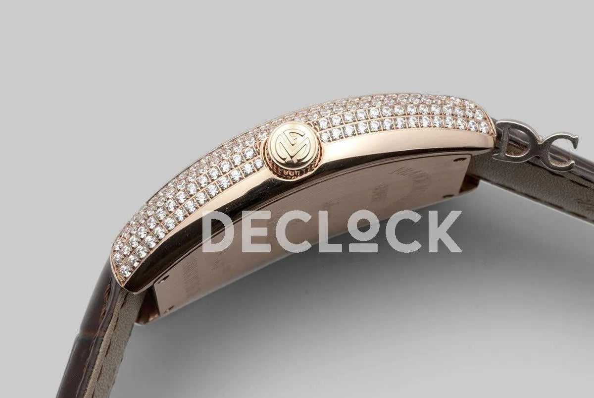 Replica Franck Muller Double Mystery Curvex in Diamond Dial on Rose Gold