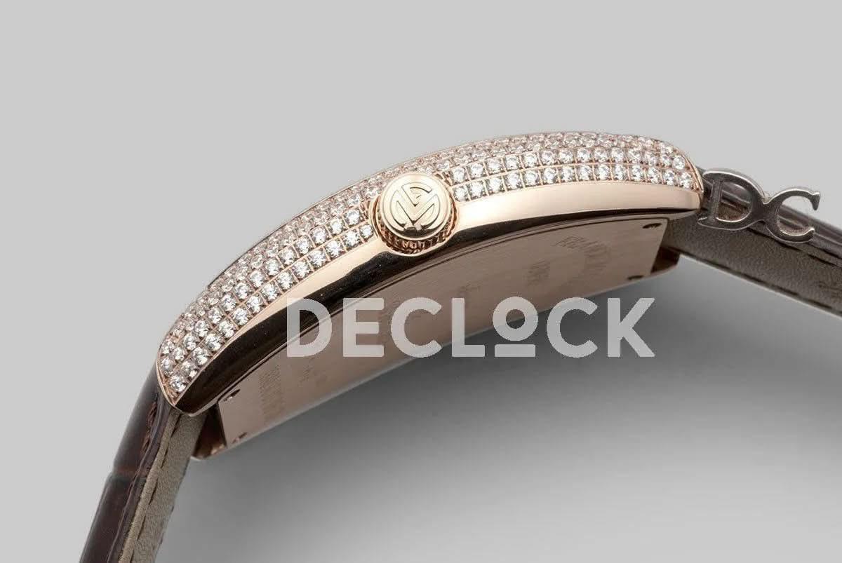 Replica Franck Muller Double Mystery Curvex in Diamond Dial on Rose Gold |  Declock.
