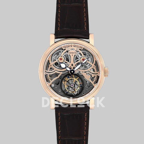 Replica Franck Muller Giga Tourbillon Round Skeleton in Rose Gold