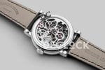 Replica Franck Muller Giga Tourbillon Round Skeleton in White Gold on Black Leather Strap - Replica Watches