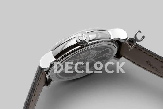 Replica Franck Muller Giga Tourbillon Round Skeleton in White Gold on Black Leather Strap |  Declock.