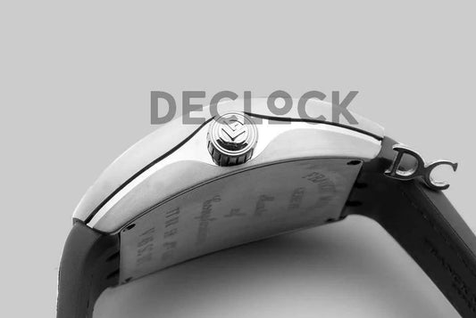Replica Franck Muller Vanguard V45 Chronograph Black Dial with Black Marker in Steel on Leather Strap | Declock.
