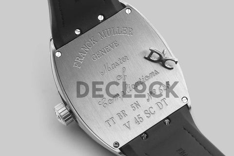 Replica Franck Muller Vanguard V45 Chronograph Black Dial with Black Marker in Steel on Leather Strap - Replica Watches