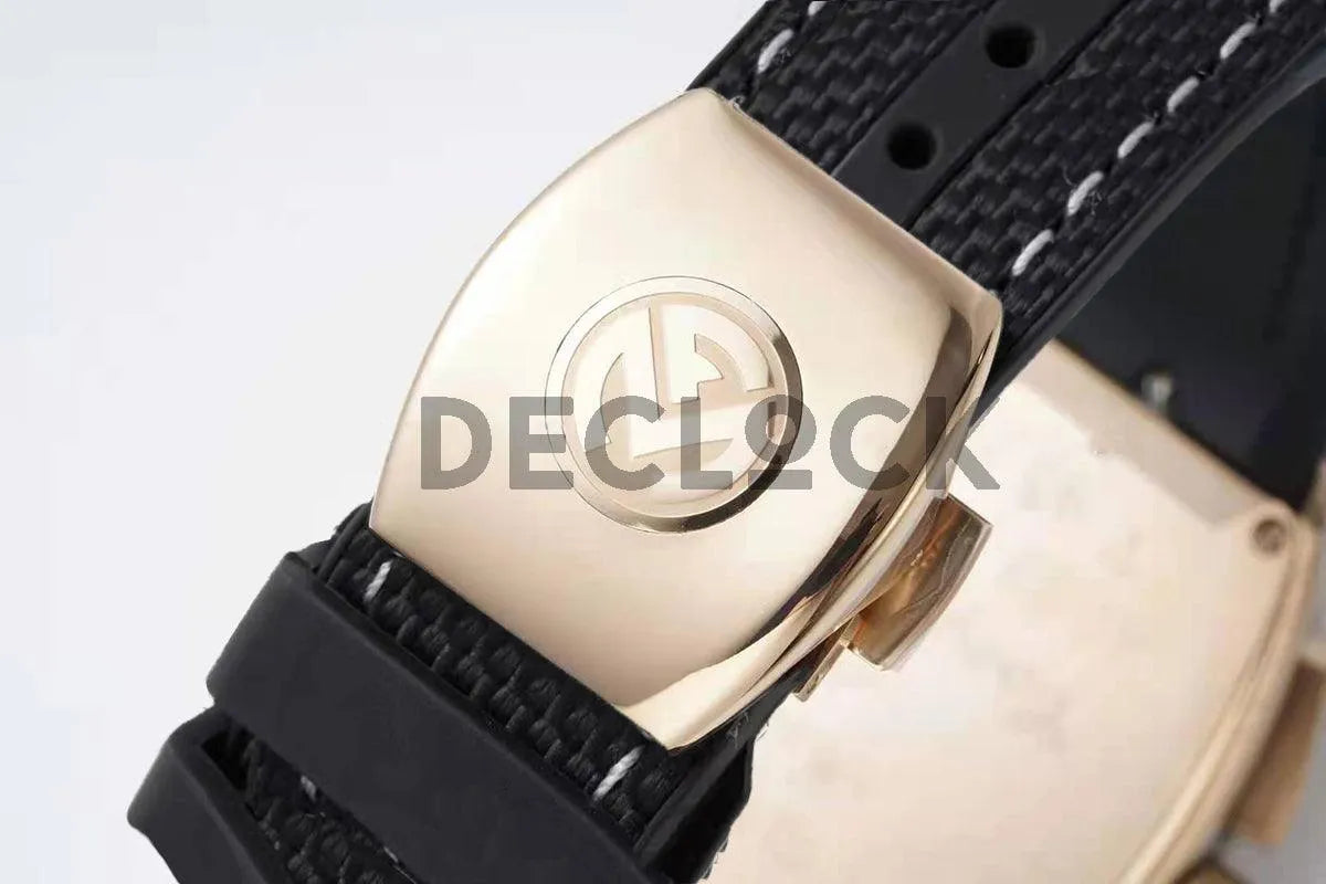 Replica Franck Muller Vanguard V45 Chronograph Black Dial with White Marker in Rose Gold on Nylon Strap - Replica Watches