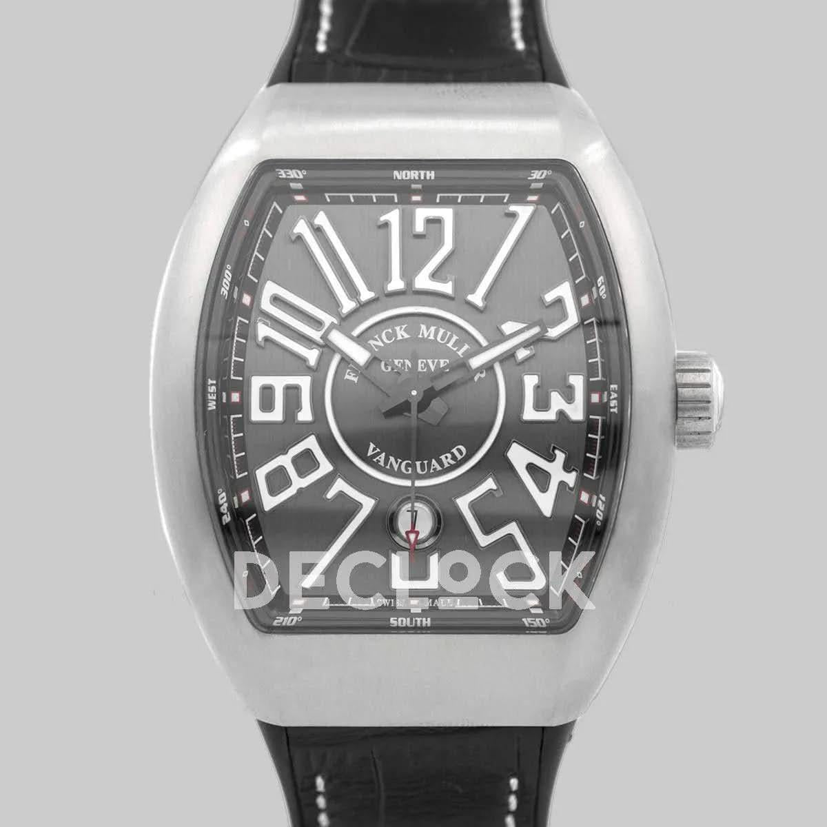 Replica Franck Muller Vanguard V45 Titanium SC DT BR Grey Dial on Black Strap |  Declock.