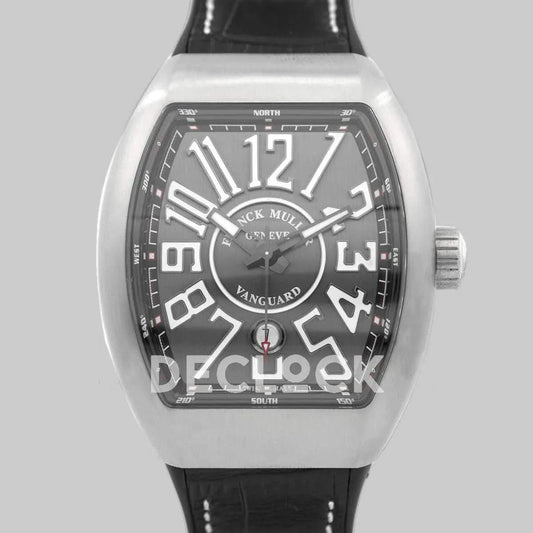 Replica Franck Muller Vanguard V45 Titanium SC DT BR Grey Dial on Black Strap | Declock.