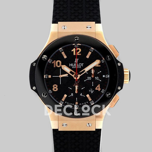 Replica Hublot Big Bang Chronograph Carbon Dial in Rose Gold |  Declock.
