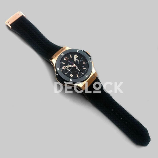 Replica Hublot Big Bang Chronograph Carbon Dial in Rose Gold | Declock.