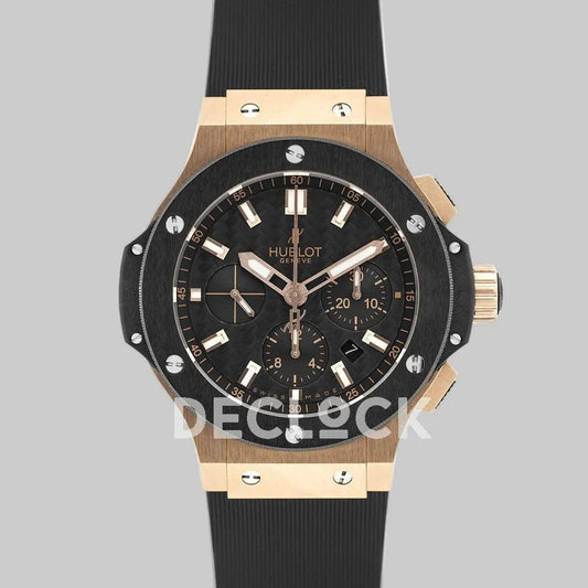 Replica Hublot Big Bang Chronograph Carbon Fibre Dial in Rose Gold | Declock.