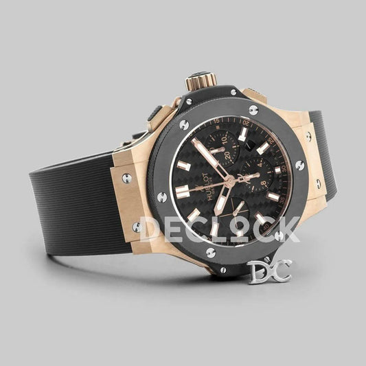 Replica Hublot Big Bang Chronograph Carbon Fibre Dial in Rose Gold | Declock.