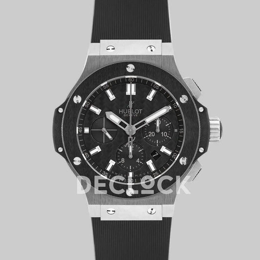 Replica Hublot Big Bang Chronograph Carbon Fibre Dial in Steel |  Declock.