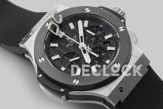 Replica Hublot Big Bang Chronograph Carbon Fibre Dial in Steel |  Declock.