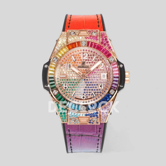 Replica Hublot Big Bang One Click Rainbow King Rose Gold - Replica Watches